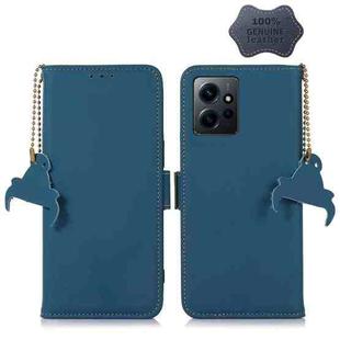 For Xiaomi Redmi Note 12 4G Global Genuine Leather Magnetic RFID Leather Phone Case(Blue)