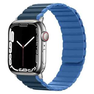 Smart Magnetic Silicone Watch Band For Apple Watch Series 8&7 41mm / SE 2&6&SE&5&4 40mm / 3&2&1 38mm(Dark Blue+Light Blue)