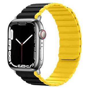 Smart Magnetic Silicone Watch Band For Apple Watch Ultra 49mm / Series 8&7 45mm / SE 2&6&SE&5&4 44mm / 3&2&1 42mm(Black+Yellow)