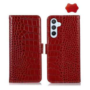 For Samsung Galaxy M14 5G Crocodile Top Layer Cowhide Leather Phone Case(Red)