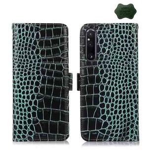 For Sony Xperia 1 V Crocodile Top Layer Cowhide Leather Phone Case(Green)