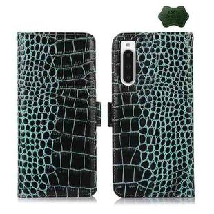For Sony Xperia 10 V Crocodile Top Layer Cowhide Leather Phone Case(Green)