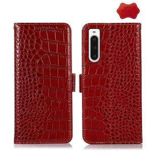 For Sony Xperia 10 V Crocodile Top Layer Cowhide Leather Phone Case(Red)
