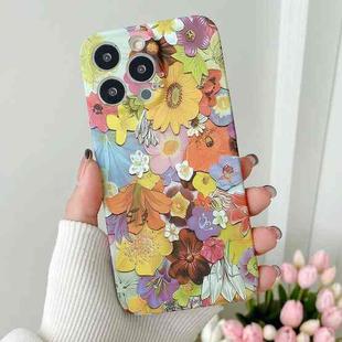 For iPhone 14 Pro Max Water Sticker Flower Pattern PC Phone Case(Colorful Flowers)