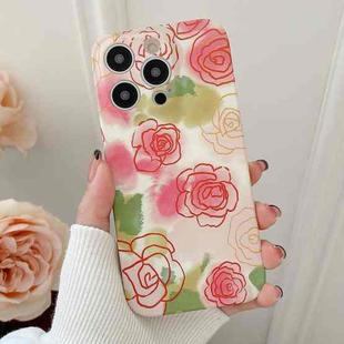 For iPhone 14 Pro Max Water Sticker Flower Pattern PC Phone Case(Rose)