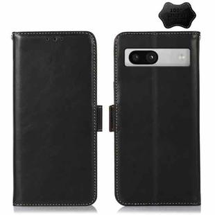 For Google Pixel 7a Crazy Horse Top Layer Cowhide Leather Phone Case(Black)