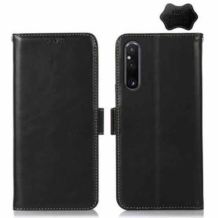 For Sony Xperia 1 V Crazy Horse Top Layer Cowhide Leather Phone Case(Black)