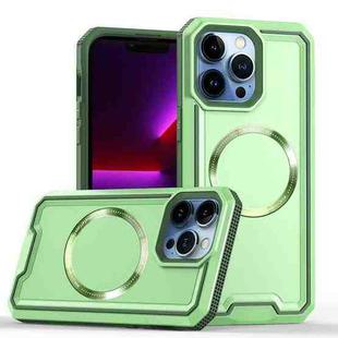 For iPhone 14 Pro Max Armour Two-color MagSafe Magnetic TPU + PC Phone Case(Green)