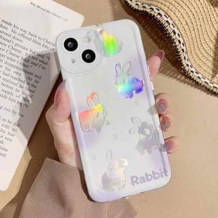 For iPhone 14 Electroplated Keys Space TPU Phone Case(Laser Five Rabbits)