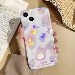 For iPhone 14 Plus Electroplated Keys Space TPU Phone Case(Laser Multiple Rabbit)