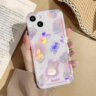 For iPhone 14 Pro Electroplated Keys Space TPU Phone Case(Laser Multiple Rabbit)