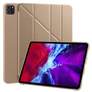 For iPad Pro 11 (2020) Multi-folding Horizontal Flip PU Leather + Shockproof Honeycomb TPU Tablet Case with Holder(Gold)