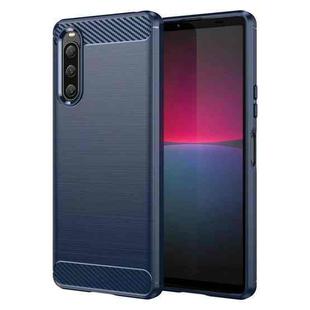 For Sony Xperia 10 V Brushed Texture Carbon Fiber TPU Phone Case(Blue)