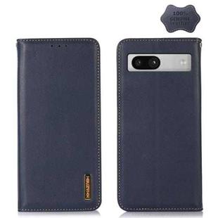 For Google Pixel 7a KHAZNEH Nappa Top Layer Cowhide Leather Phone Case(Blue)