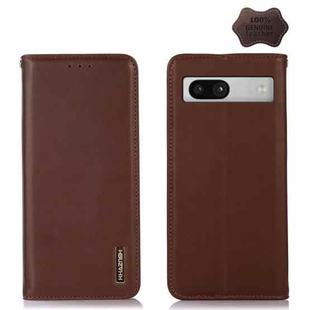 For Google Pixel 7a KHAZNEH Nappa Top Layer Cowhide Leather Phone Case(Brown)