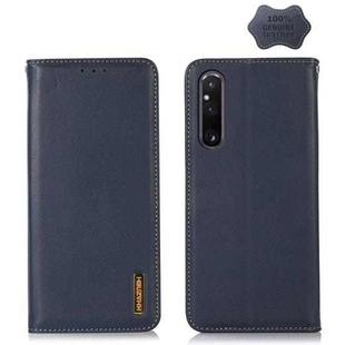 For Sony Xperia 1 V KHAZNEH Nappa Top Layer Cowhide Leather Phone Case(Blue)