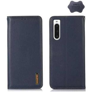 For Sony Xperia 10 V KHAZNEH Nappa Top Layer Cowhide Leather Phone Case(Blue)