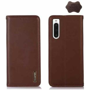 For Sony Xperia 10 V KHAZNEH Nappa Top Layer Cowhide Leather Phone Case(Brown)