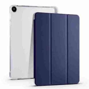 For Huawei MatePad SE 3-folding Transparent TPU Smart Leather Tablet Case with Pen Slot(Dark Blue)