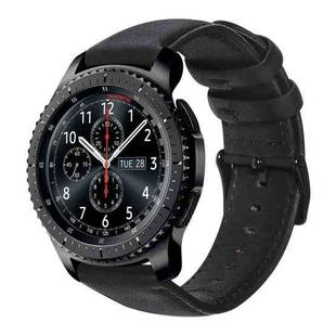 For Samsung Gear S3 Oil Wax Genuine Leather Watch Band(Black)