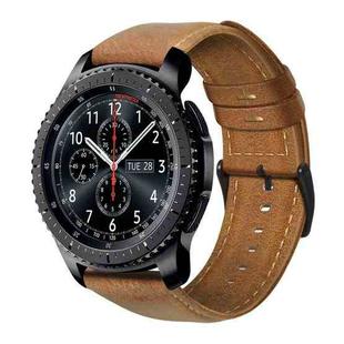 For Samsung Gear S3 Oil Wax Genuine Leather Watch Band(Yellow Brown)