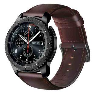 For Samsung Gear S3 Oil Wax Genuine Leather Watch Band(Red Brown)