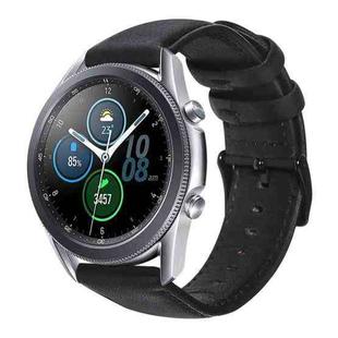For Samsung Galaxy Watch3 45mm R840 Oil Wax Genuine Leather Watch Band(Black)