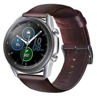 For Samsung Galaxy Watch3 45mm R840 Oil Wax Genuine Leather Watch Band(Red Brown)