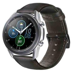 For Samsung Galaxy Watch3 45mm R840 Oil Wax Genuine Leather Watch Band(Dark Brown)