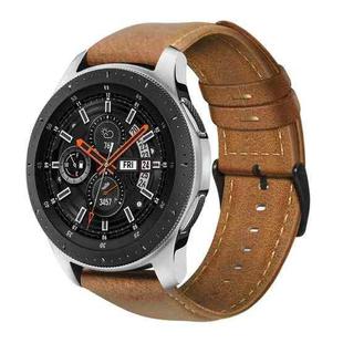 For Samsung Galaxy Watch 46mm Oil Wax Genuine Leather Watch Band(Yellow Brown)