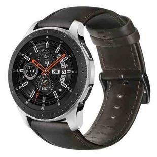 For Samsung Galaxy Watch 46mm Oil Wax Genuine Leather Watch Band(Dark Brown)