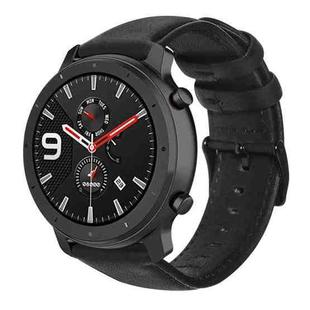 For Amazfit GTR 47mm / Pace / Stratos Oil Wax Genuine Leather Watch Band(Black)