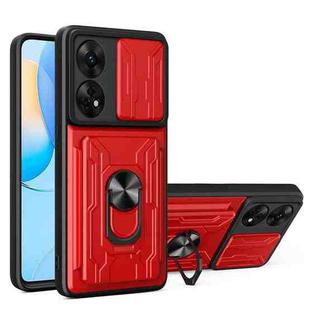 For OPPO Reno8 T 4G Sliding Camshield Card Phone Case(Red)