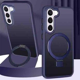 For Samsung Galaxy S23 5G Skin Feel MagSafe Magnetic Holder Phone Case(Dark Blue)