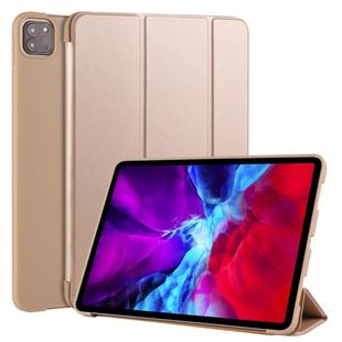 For iPad Pro 11 (2020) 3-folding Horizontal Flip PU Leather + Shockproof Honeycomb TPU Tablet Case with Holder(Gold)