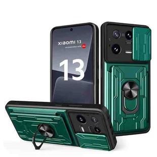 For Xiaomi 13 Pro Sliding Camshield TPU+PC Phone Case with Card Slot(Dark Green)