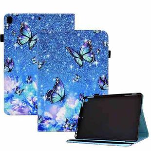Colored Drawing Stitching Elastic Band Leather Smart Tablet Case For iPad 10.2 2020 / 2019 / 10.5 2019(Butterfly)