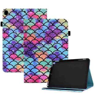 Colored Drawing Stitching Elastic Band Leather Smart Tablet Case For iPad 10.2 2020 / 2019 / 10.5 2019(Wavy Pattern)
