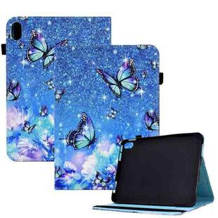 Colored Drawing Stitching Elastic Band Leather Smart Tablet Case For iPad 10th Gen 10.9 2022(Butterfly)