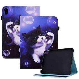 Colored Drawing Stitching Elastic Band Leather Smart Tablet Case For iPad 10th Gen 10.9 2022(Bubble Cat)