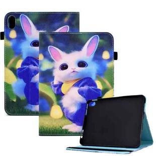 Colored Drawing Stitching Elastic Band Leather Smart Tablet Case For iPad 10th Gen 10.9 2022(Cute Rabbit)