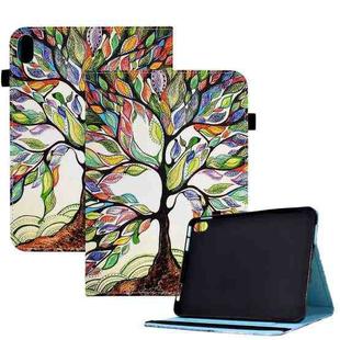 Colored Drawing Stitching Elastic Band Leather Smart Tablet Case For iPad 10th Gen 10.9 2022(Life Tree)