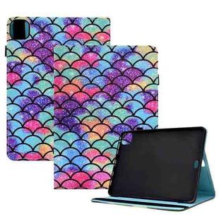 Colored Drawing Stitching Elastic Band Leather Smart Tablet Case For iPad Air 10.9 2022/2020 / Pro 11 2021/2020(Wavy Pattern)