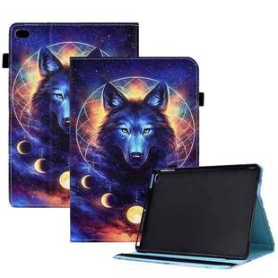 Colored Drawing Stitching Elastic Band Leather Smart Tablet Case For iPad mini 5/4/3/2/1(Sky Wolf)