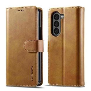 For Samsung Galaxy Z Fold5 5G LC.IMEEKE Calf Texture Leather Phone Case(Brown)