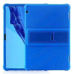 For Huawei MediaPad T5 Tablet PC Silicone Protective Case with Invisible Bracket(Dark Blue)