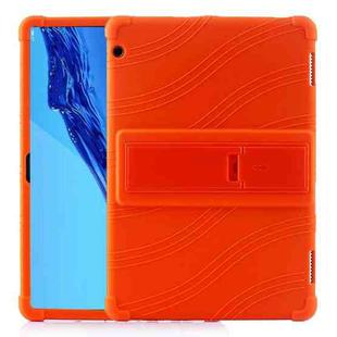 For Huawei MediaPad T5 Tablet PC Silicone Protective Case with Invisible Bracket(Orange)