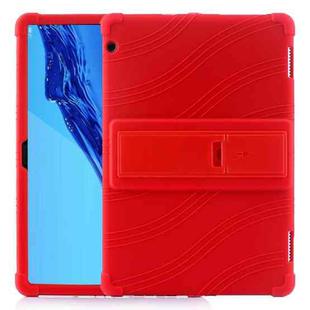For Huawei MediaPad T5 Tablet PC Silicone Protective Case with Invisible Bracket(Red)