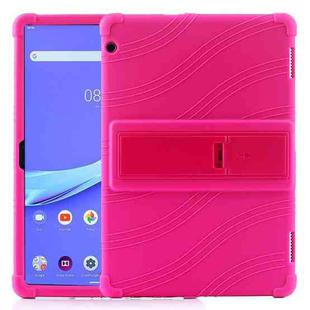 For Lenovo Tab E10 Tablet PC Silicone Protective Case with Invisible Bracket(Rose Red)