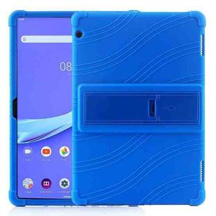 For Lenovo Tab E10 Tablet PC Silicone Protective Case with Invisible Bracket(Dark Blue)